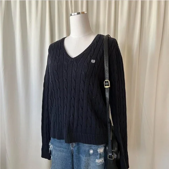 Chaps 100% Cotton cable knit V-neck sweater size Large. - Picture 5 of 8